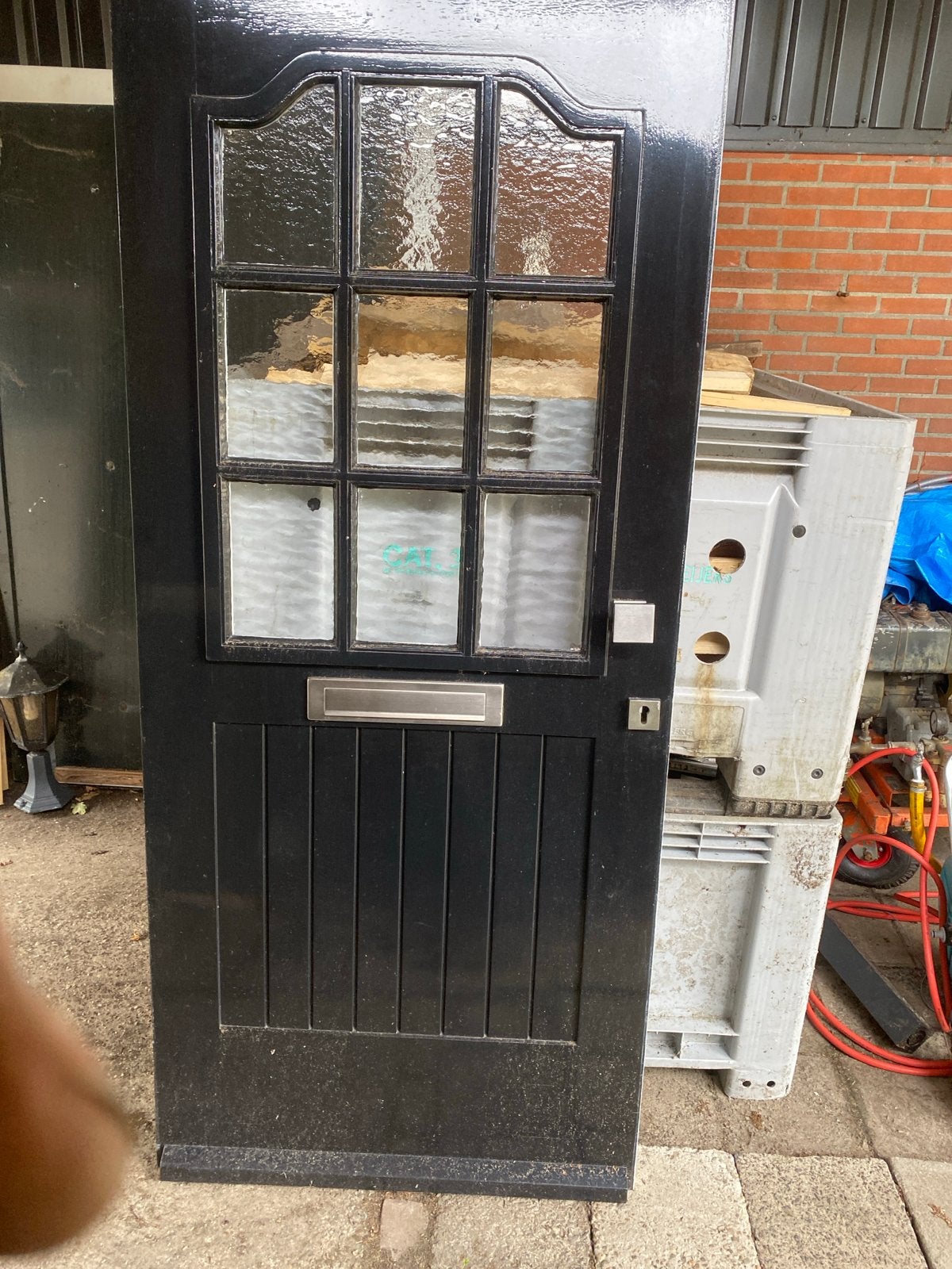 Zwarte Buitendeur met Glas en Brievenbus 209x 92,5, Gebruikt, 80 tot 100 cm, 215 cm of meer, Ophalen of Verzenden