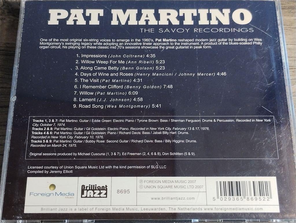 Pat Martino - The Savoy Recordings, Ophalen of Verzenden, Zo goed als nieuw, Poprock
