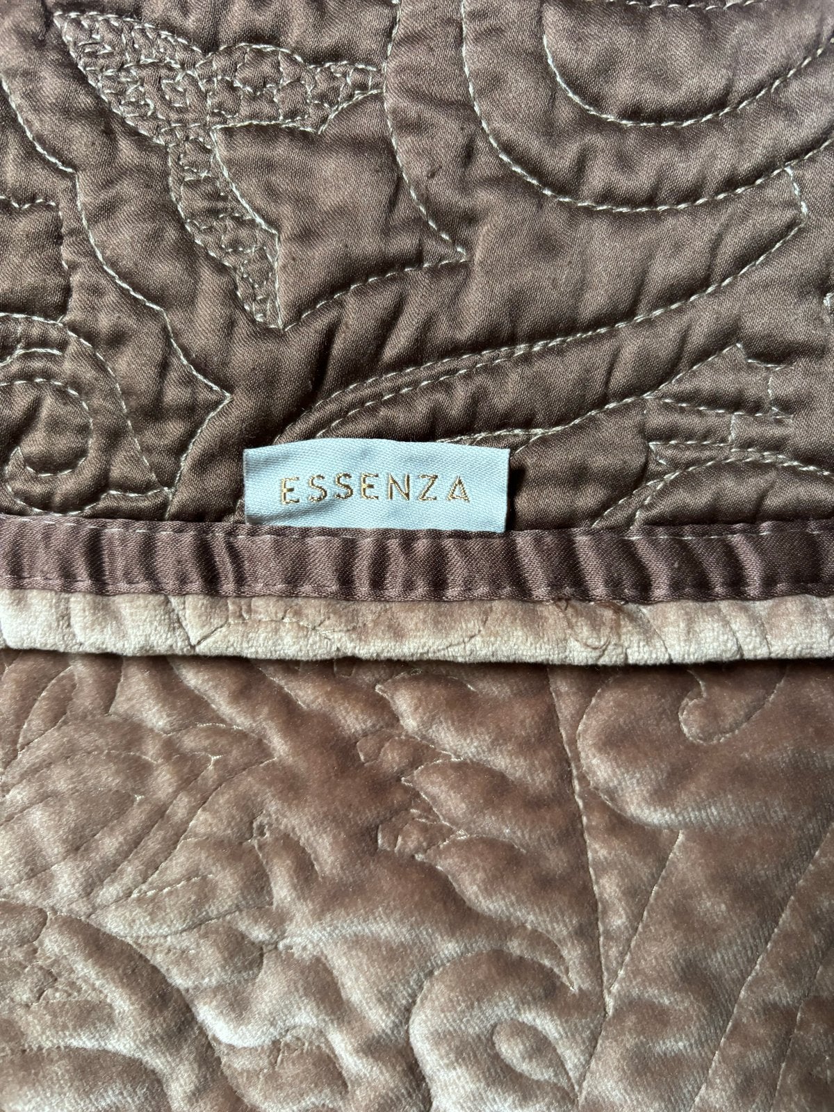 Essenza Roeby Chocolade Sprei - Fluweel Beige/Donkerbruin, Huis en Inrichting, Gebruikt, Tweepersoons, Overige merken, Polyester
