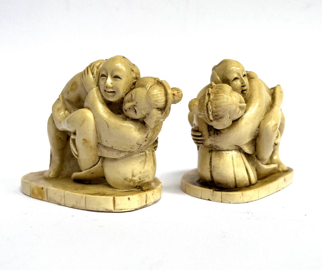 2x Chinese Erotic Carved Figures Su Nu Jing Kamasutra, Antiek en Kunst, Ophalen of Verzenden