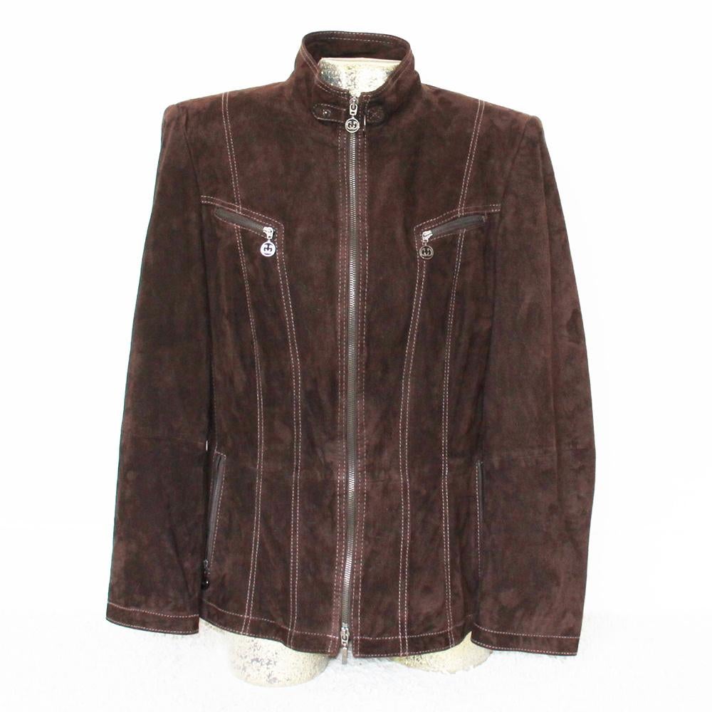 Mooie Zacht Suede Gerry Weber Dames Jas (Maat 44) € 200,-, Kleding | Dames, Jassen | Winter, Bruin, Maat 42/44 (L), Ophalen of Verzenden