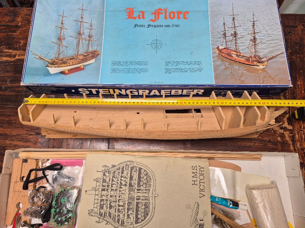 Vintage Steingräber La Flore (1:70)  houten scheepsmodel, Hobby en Vrije tijd, Modelbouw | Boten en Schepen, Ophalen, Zo goed als nieuw