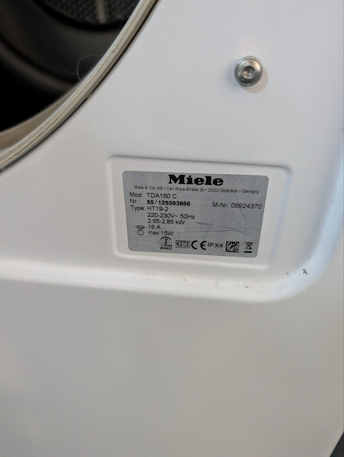 Miele T Classic TDA150 C Condensdroger, Ophalen, 6 tot 8 kg, Zo goed als nieuw, Voorlader