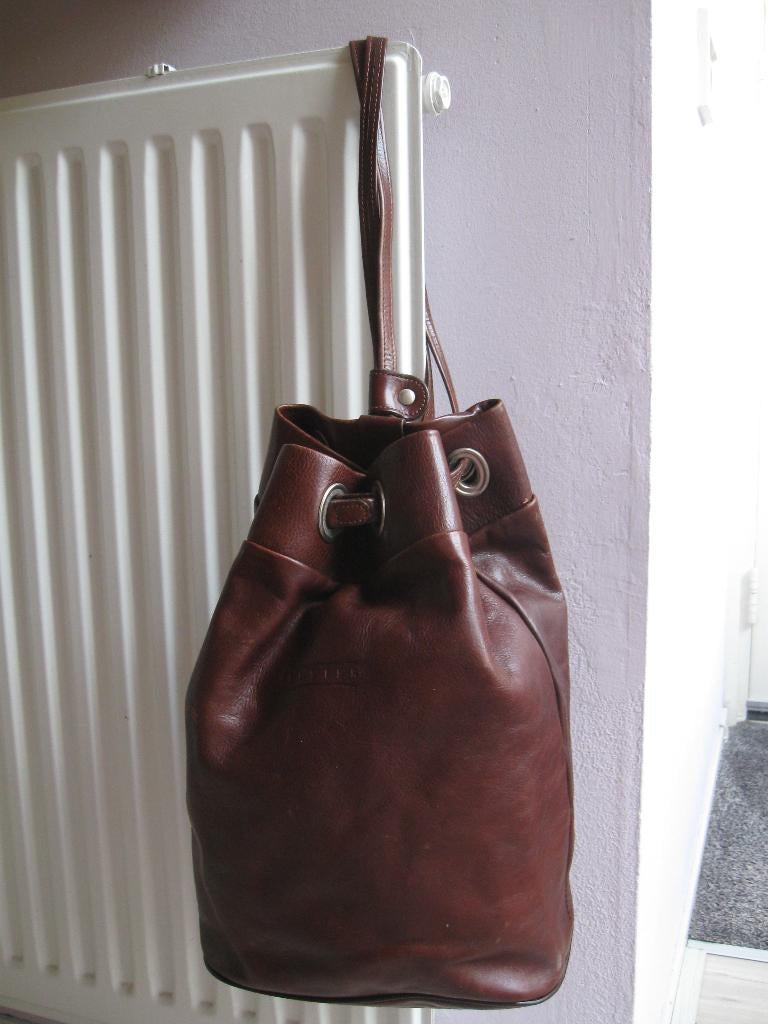 TEXIER bruin leren leer rugtas rugzak goede staat, Overige merken, 25 tot 40 cm, Ophalen of Verzenden, Zo goed als nieuw