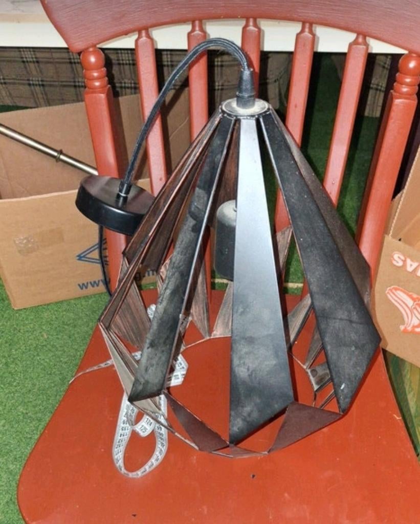 Mooi hanglamp zwart/bruin, Ophalen of Verzenden, Zo goed als nieuw, Metaal, Industriële/landelijke