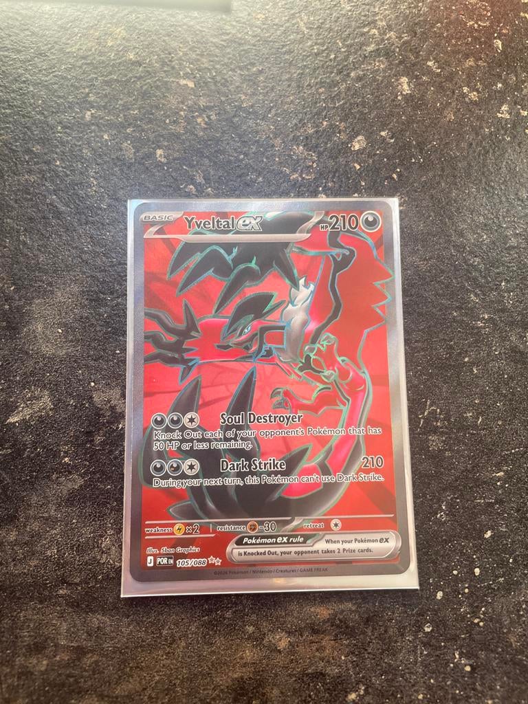 Yveltal EX Pokémon Kaart - Full Art (105/088), Ophalen of Verzenden, Zo goed als nieuw, Losse kaart, Foil