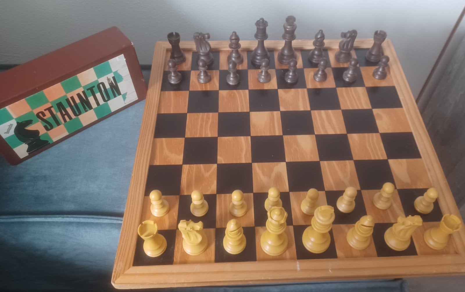 Mooi schaakspel met grote stukken & schaakbord Staunton, Ophalen of Verzenden