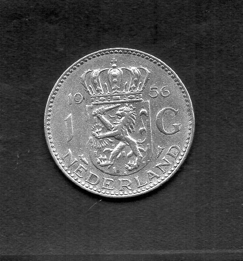 Zilveren Gulden 1956 Koningin Juliana (48), 1 gulden, Koningin Juliana, Zilver, Ophalen of Verzenden