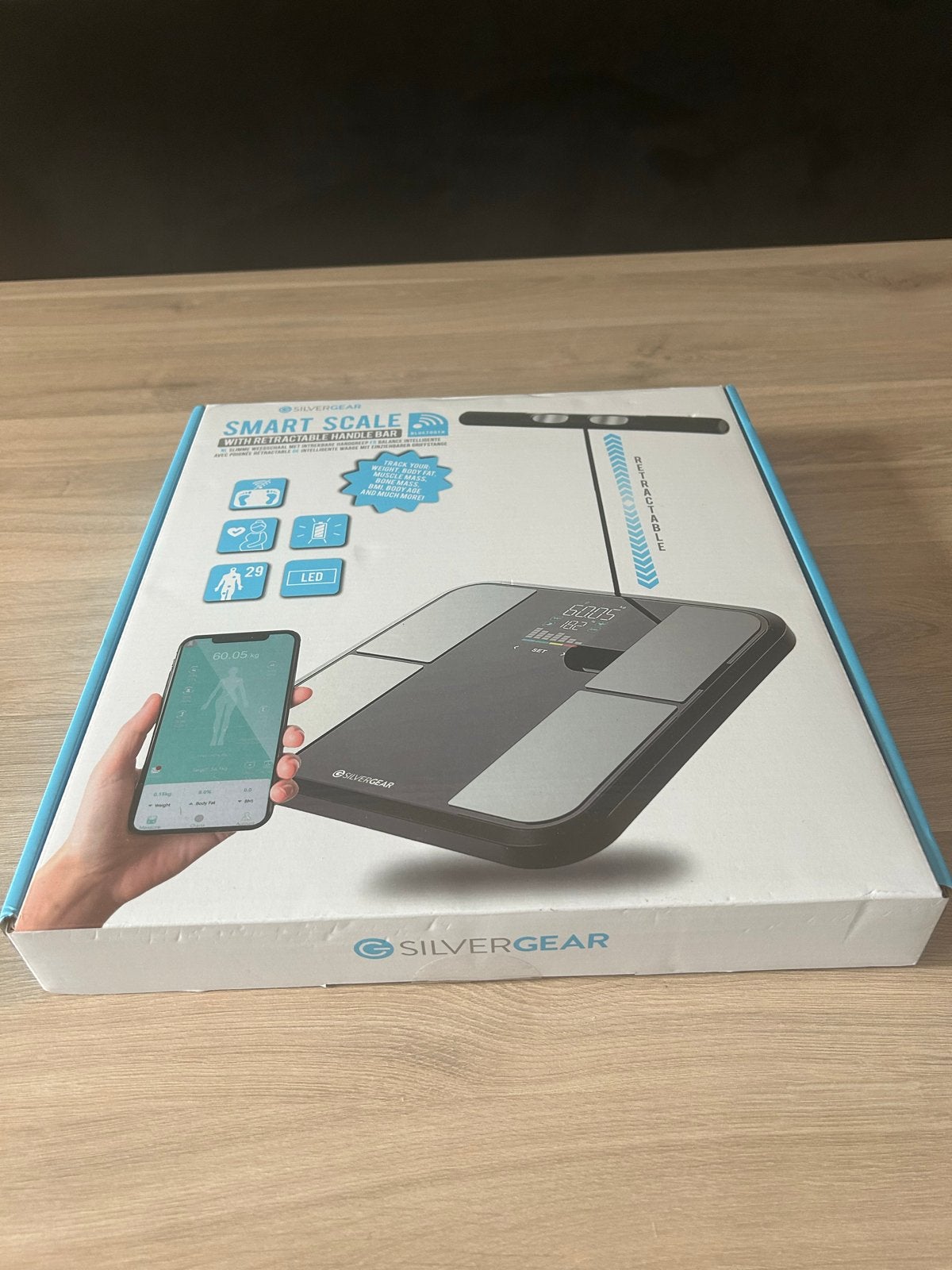 Silvergear Smart Scale met uitschuifbare handgreep, Witgoed en Apparatuur, Weegschalen, 100 kg of meer, Ophalen of Verzenden, Personenweegschaal