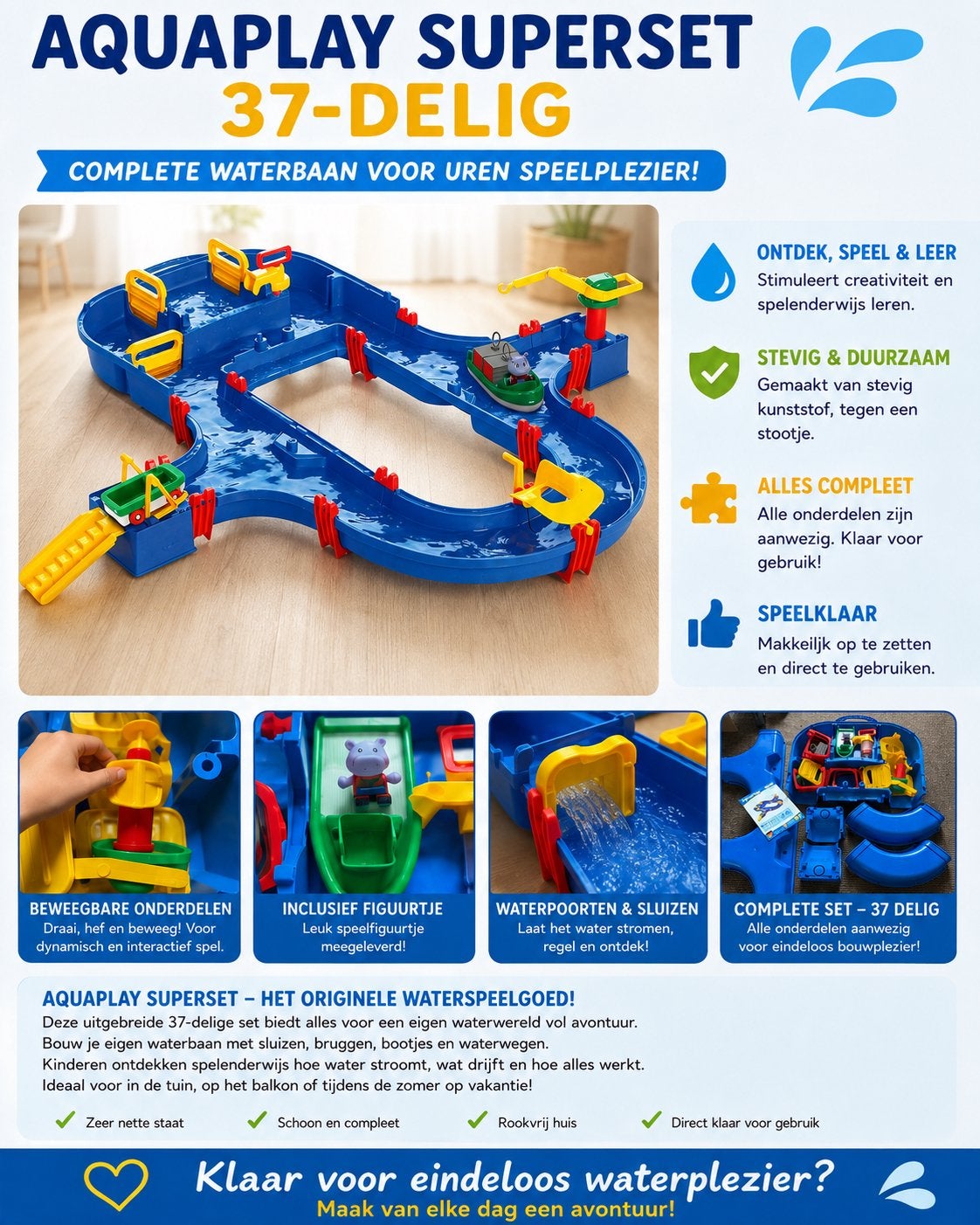 AquaPlay SuperSet 1520 waterbaan compleet, Kinderen en Baby's, Ophalen of Verzenden, Zo goed als nieuw