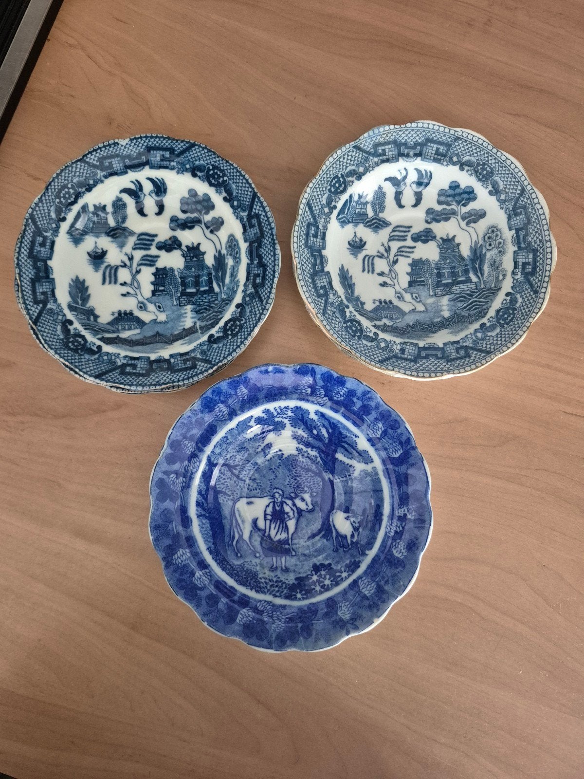 Set van 6 antieke blauw-witte borden, zonder stempel, Antiek en Kunst, Ophalen of Verzenden