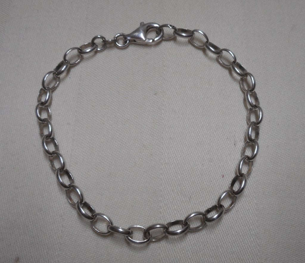 Zilveren ovale jasseron schakel armband nr.506, Verzenden, Zo goed als nieuw, Zilver, Zilver