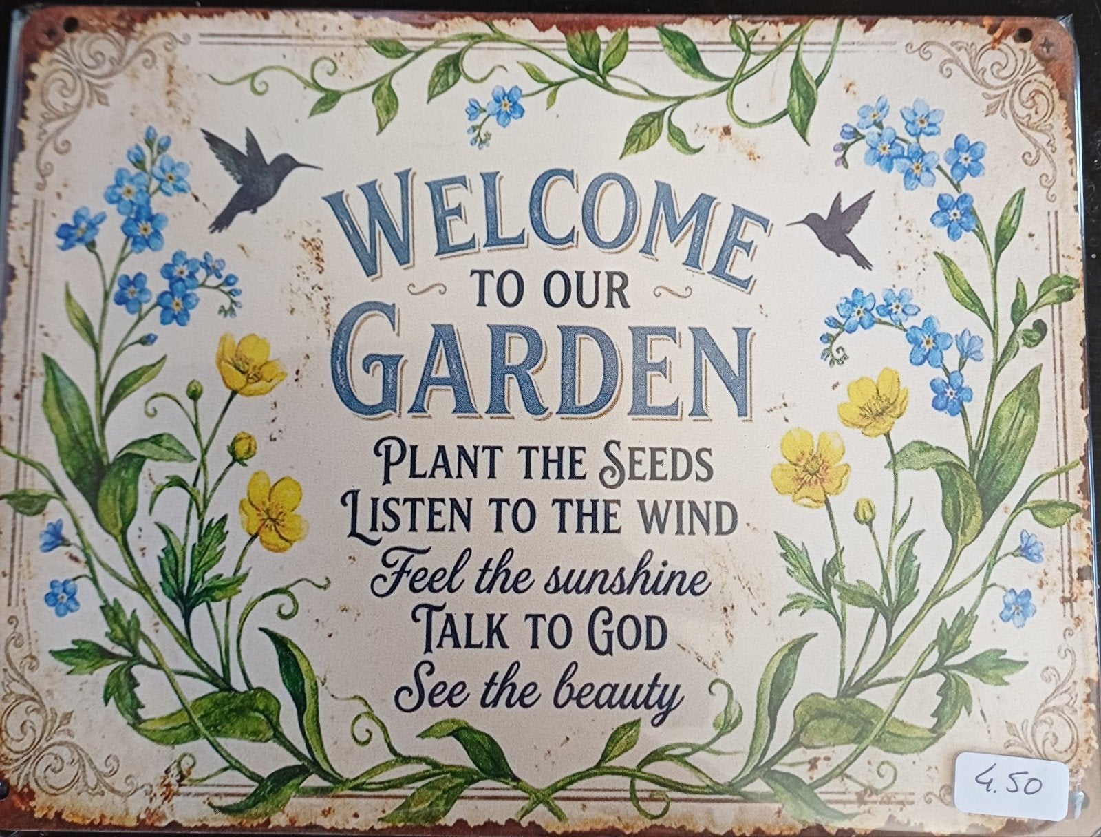 Decoratief Tuinbord "Welcome to Our Garden" - Vintage Stijl, Tuin en Terras, Tuinwanddecoratie, Ophalen of Verzenden, Nieuw