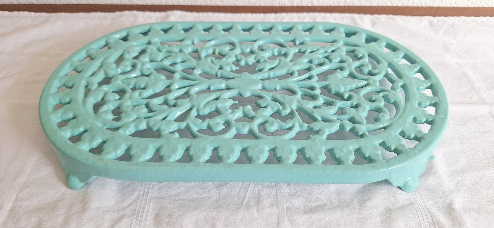 Gietijzeren onderzetter, turquoise groen, Ophalen of Verzenden