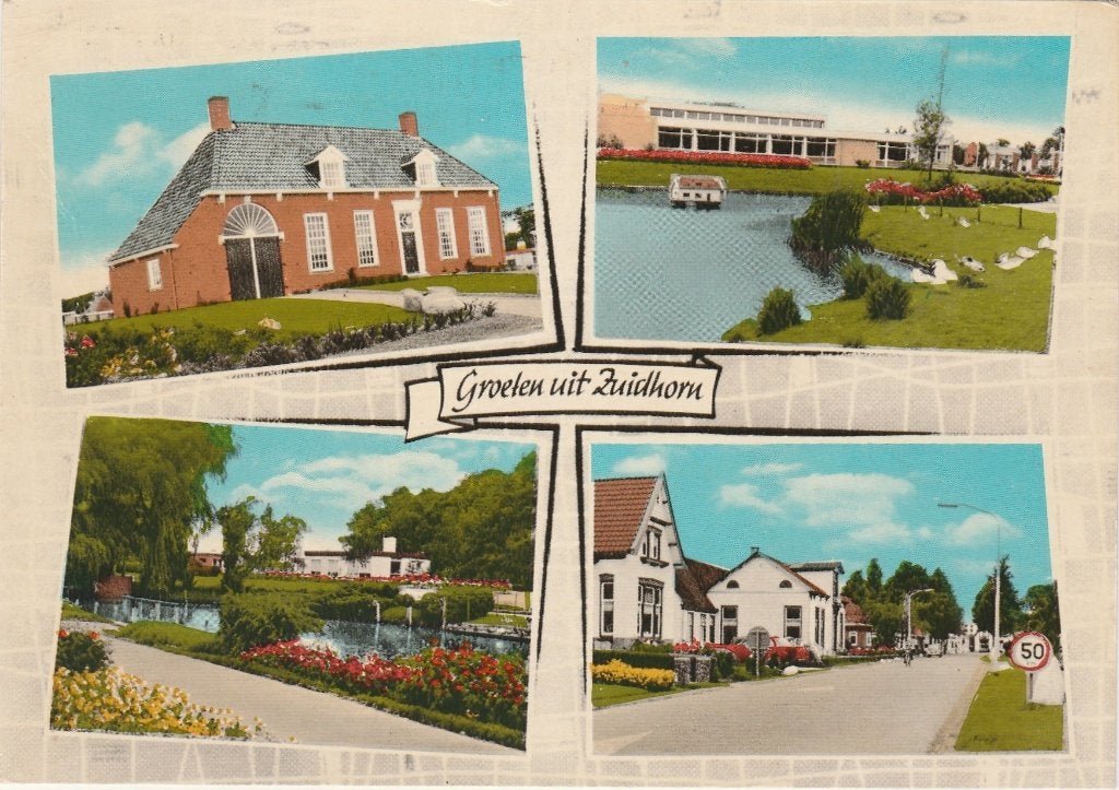 ZUIDHORN Boerderij Vijver Dorpsgezicht Groeten, Verzamelen, Verzenden, 1980 tot heden, Gelopen, Groningen