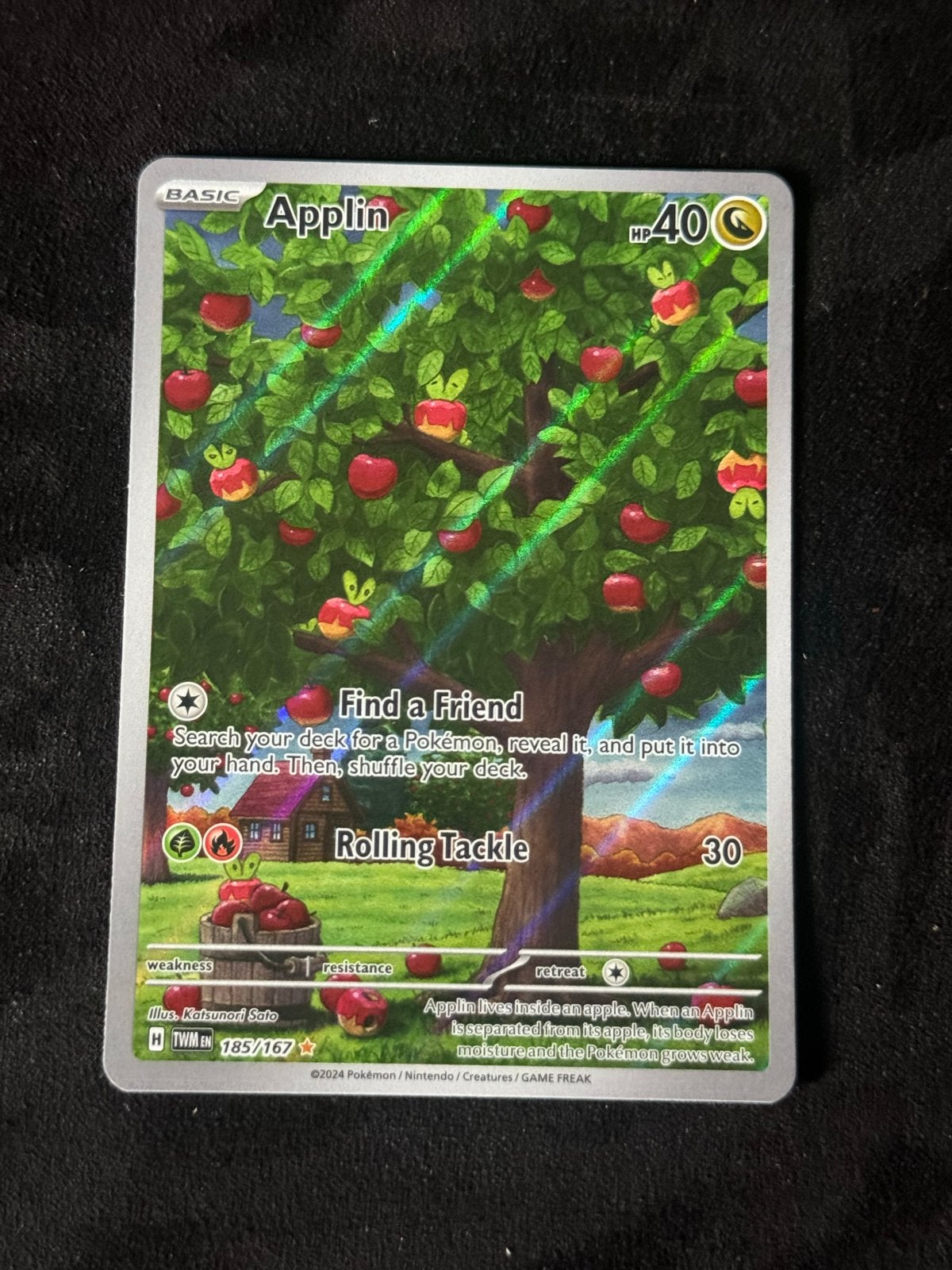 Applin Pokémon Kaart 185/167 - Full Art Foil, Ophalen of Verzenden, Zo goed als nieuw, Losse kaart, Foil
