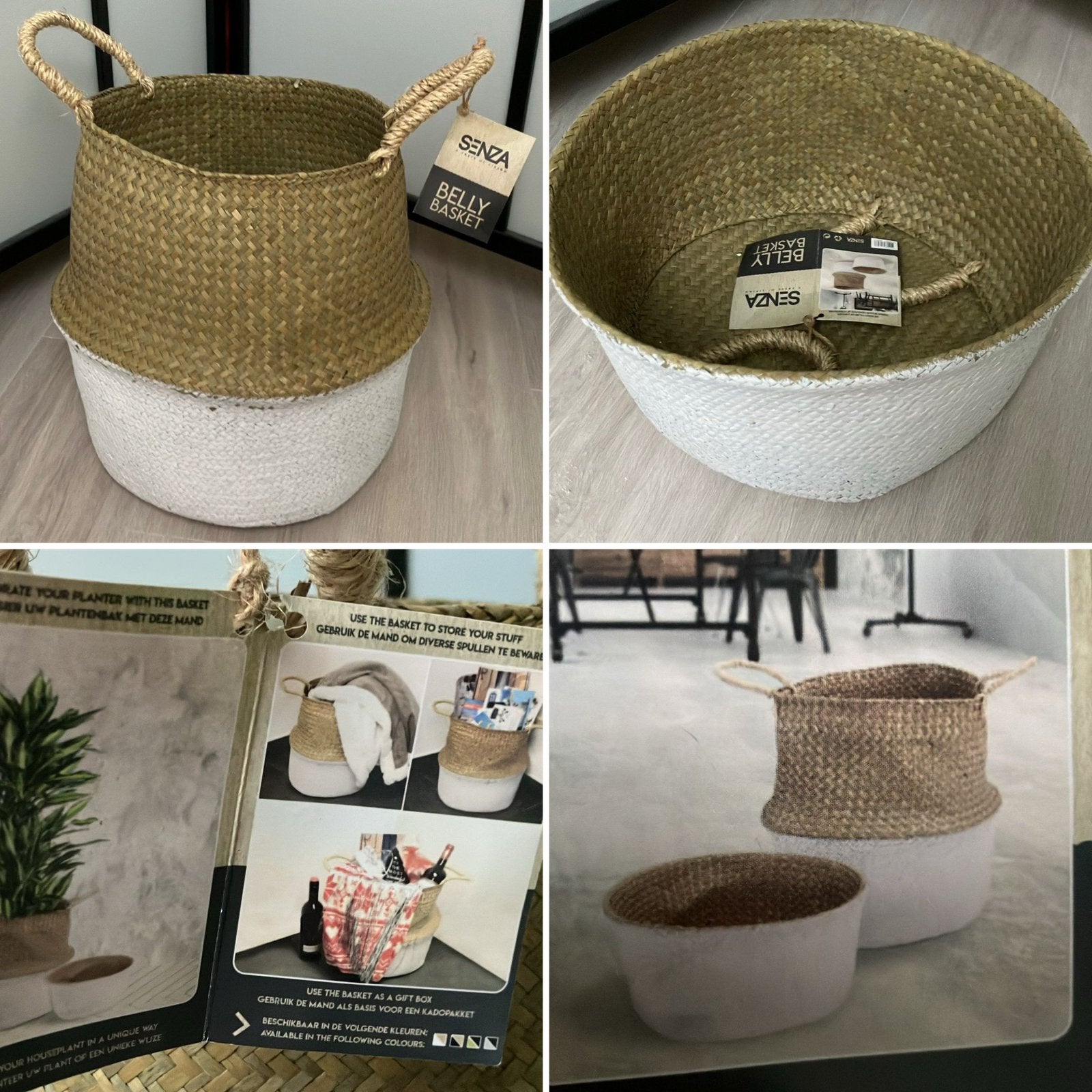 Nieuw Senza Belly basket zeegras strand mand 36x26 18x34 cm, Ophalen of Verzenden, Nieuw, Rond, Mand