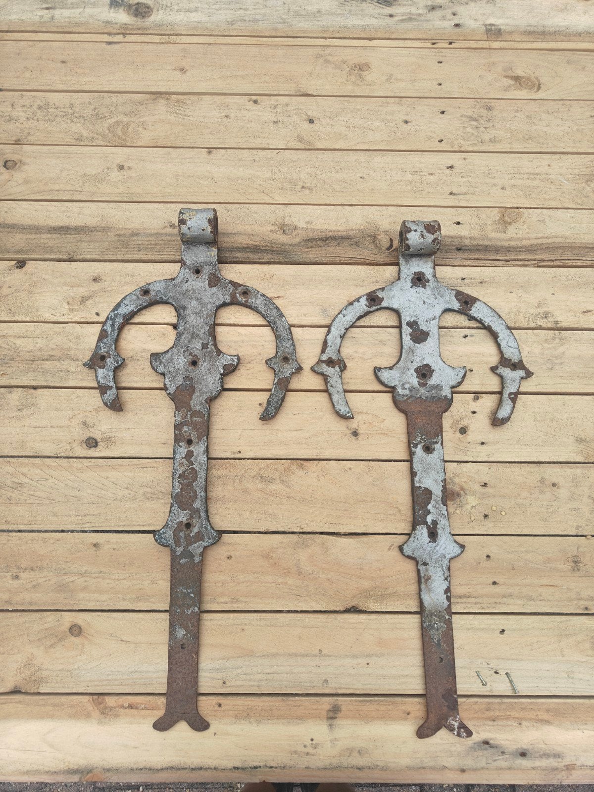 Set van 2 gesmede deurhangers - Antiek ijzer, Ophalen, Gebruikt, IJzer, Scharnier