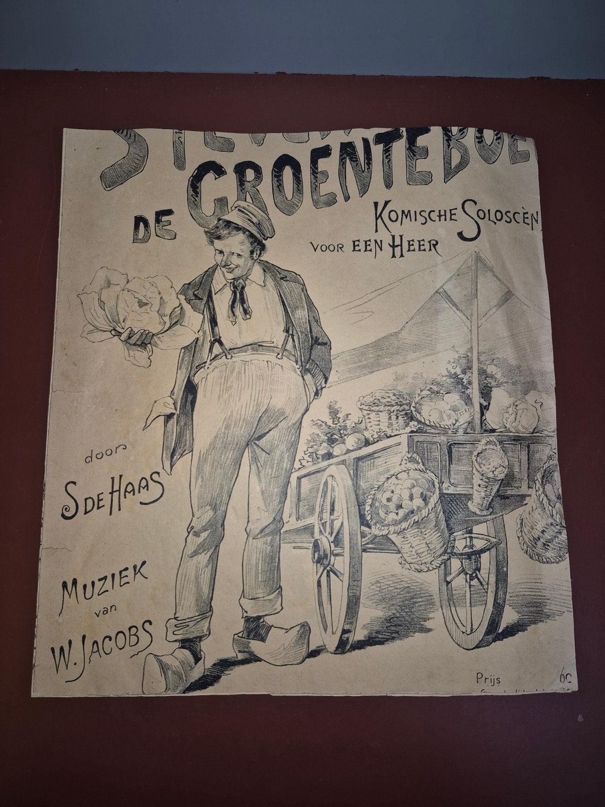 Antiek bladmuziek 'De Groenteboer' - S. de Haas & W. Jacobs, Piano, Gebruikt, Overige genres, Overige soorten