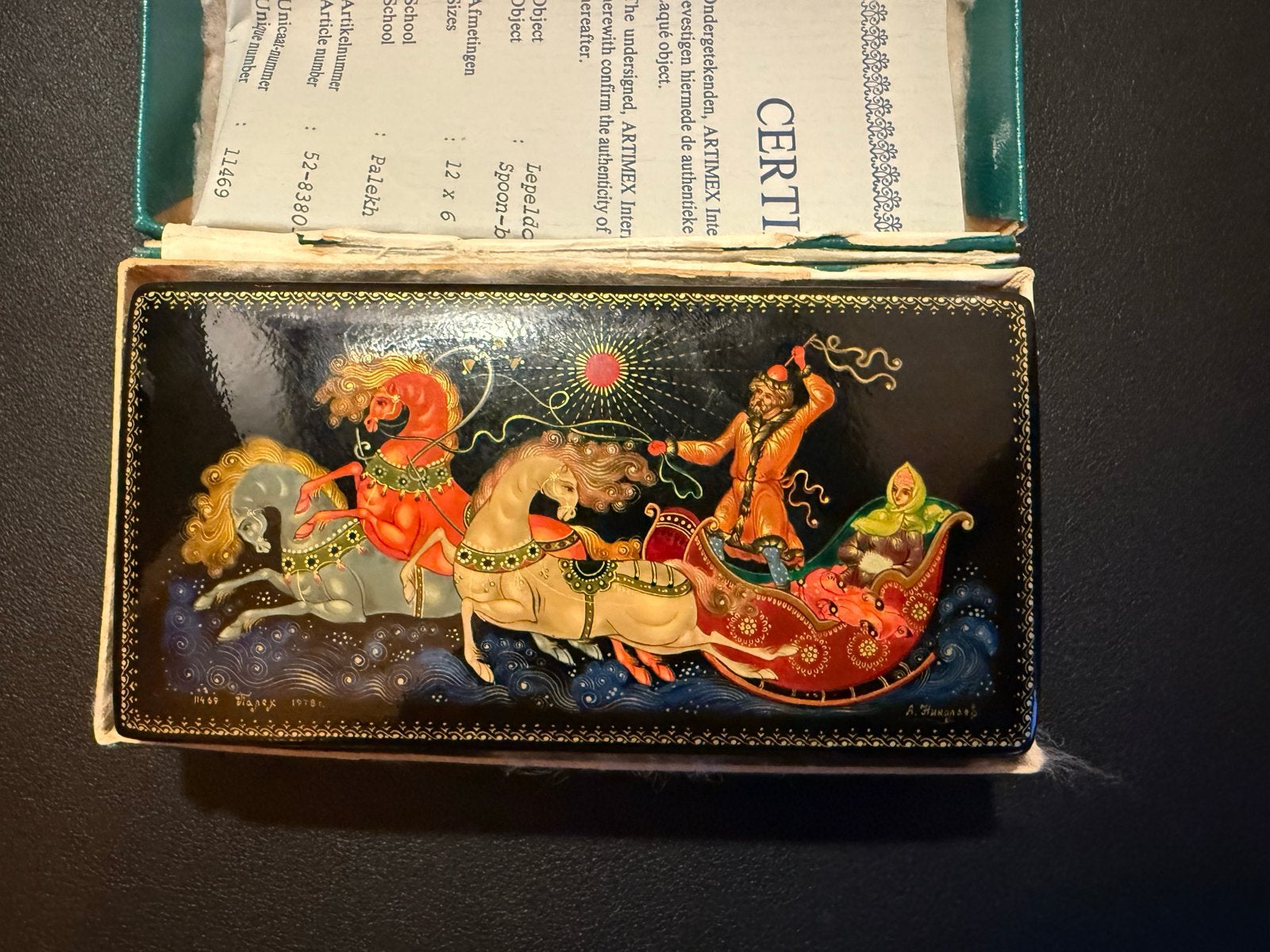 Zeldzame Palekh Lakdoosjes uit 1978 met Certificaat, Ophalen of Verzenden