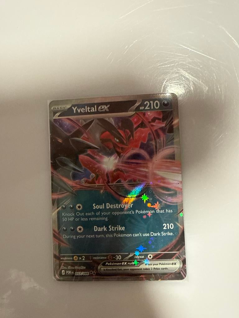 Yveltal ex Pokémon kaart - Foil - Zo goed als nieuw, Ophalen of Verzenden, Zo goed als nieuw, Losse kaart, Foil