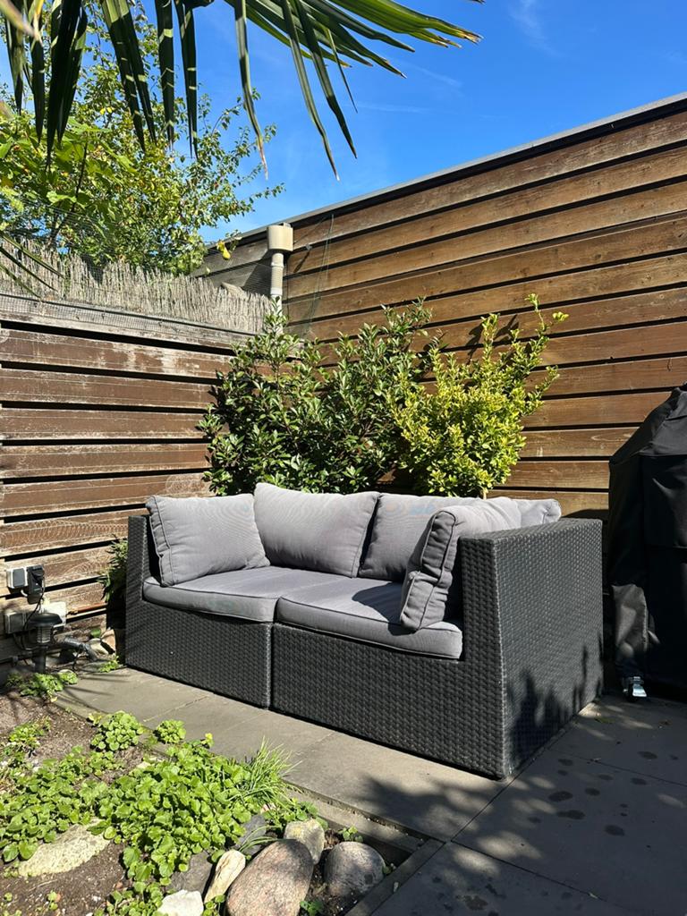 Loungeset tuin/balkon incl. kussens & tafeltjes - 2 Personen, Tuin en Terras, Tuinsets en Loungesets, Ophalen, Zo goed als nieuw
