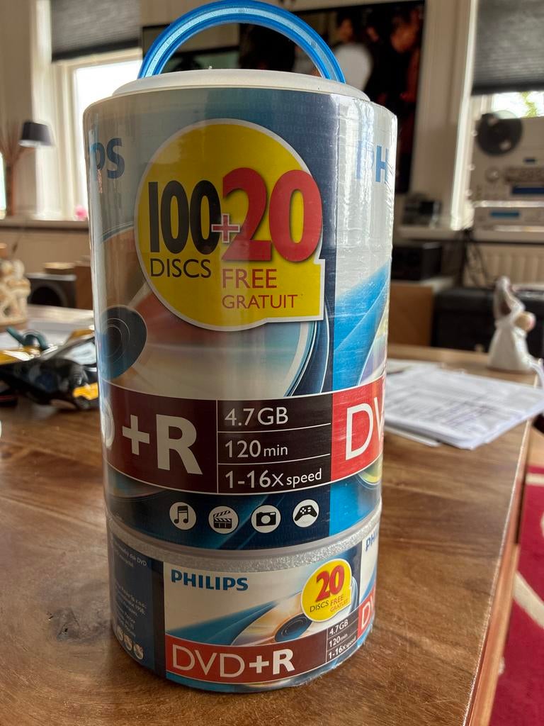 Philips DVD+R 4.7GB 120 min 1-16x speed (120 stuks), Ophalen of Verzenden, Nieuw in verpakking