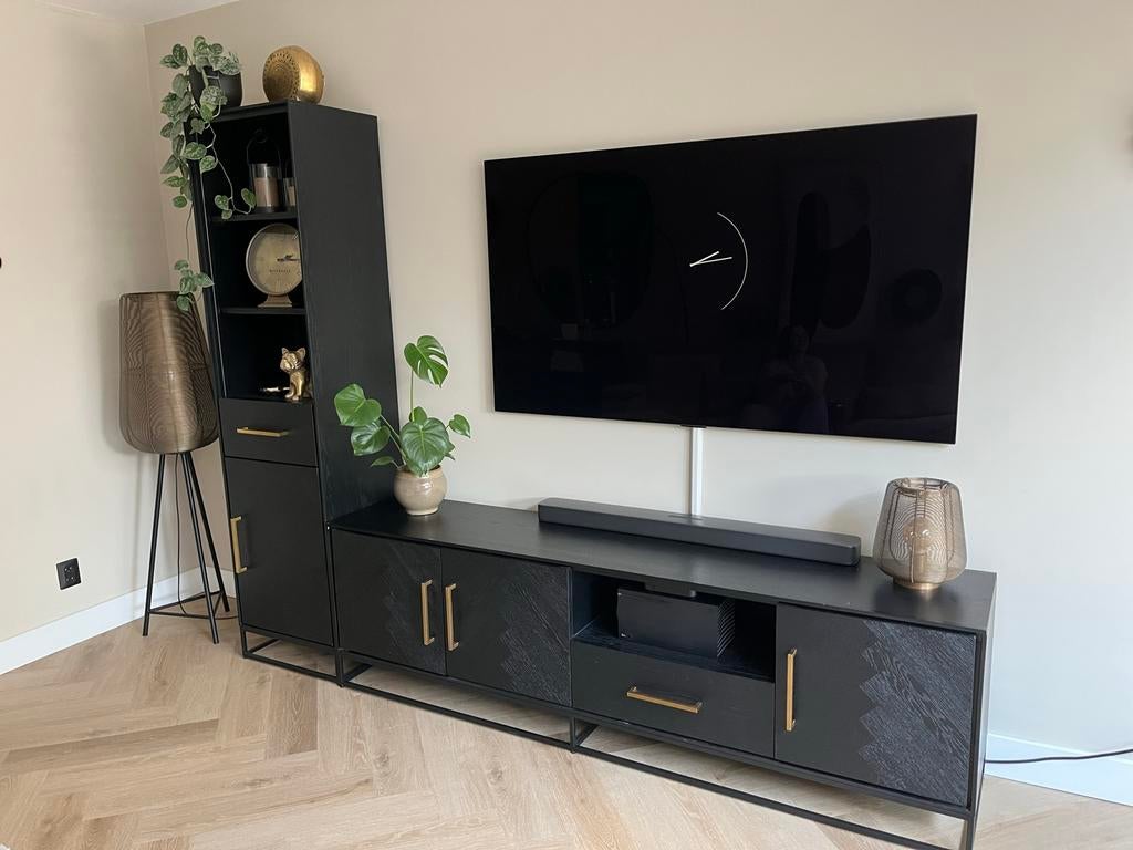 Zwarte luxe meubelset visgraat: TV meubel, kast & salontafel, Ophalen