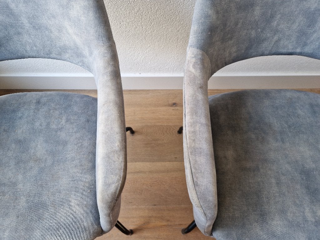 Set van 4 grijze stoelen met gebruikssporen, Ophalen, Gebruikt, Blauw, Modern