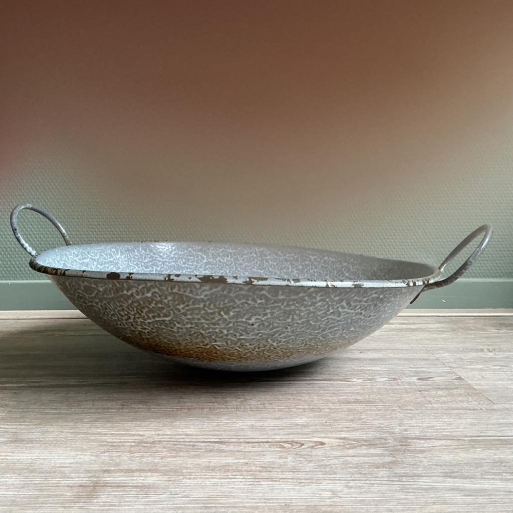 Wolkjespan / wok, geëmailleerd, Huis en Inrichting, Keuken | Potten en Pannen, Gebruikt, Wok, Overige materialen, Ophalen