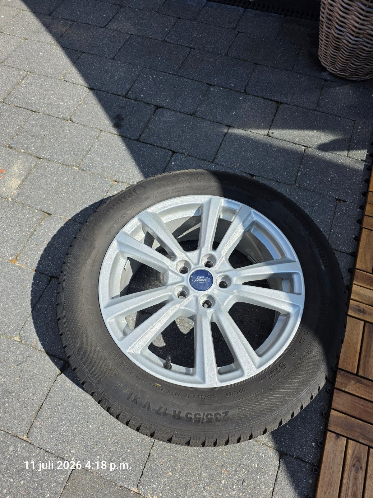 Continental Winterbanden op Ford Velgen 235/55 R17, Ophalen, Gebruikt, Banden en Velgen, 17 inch