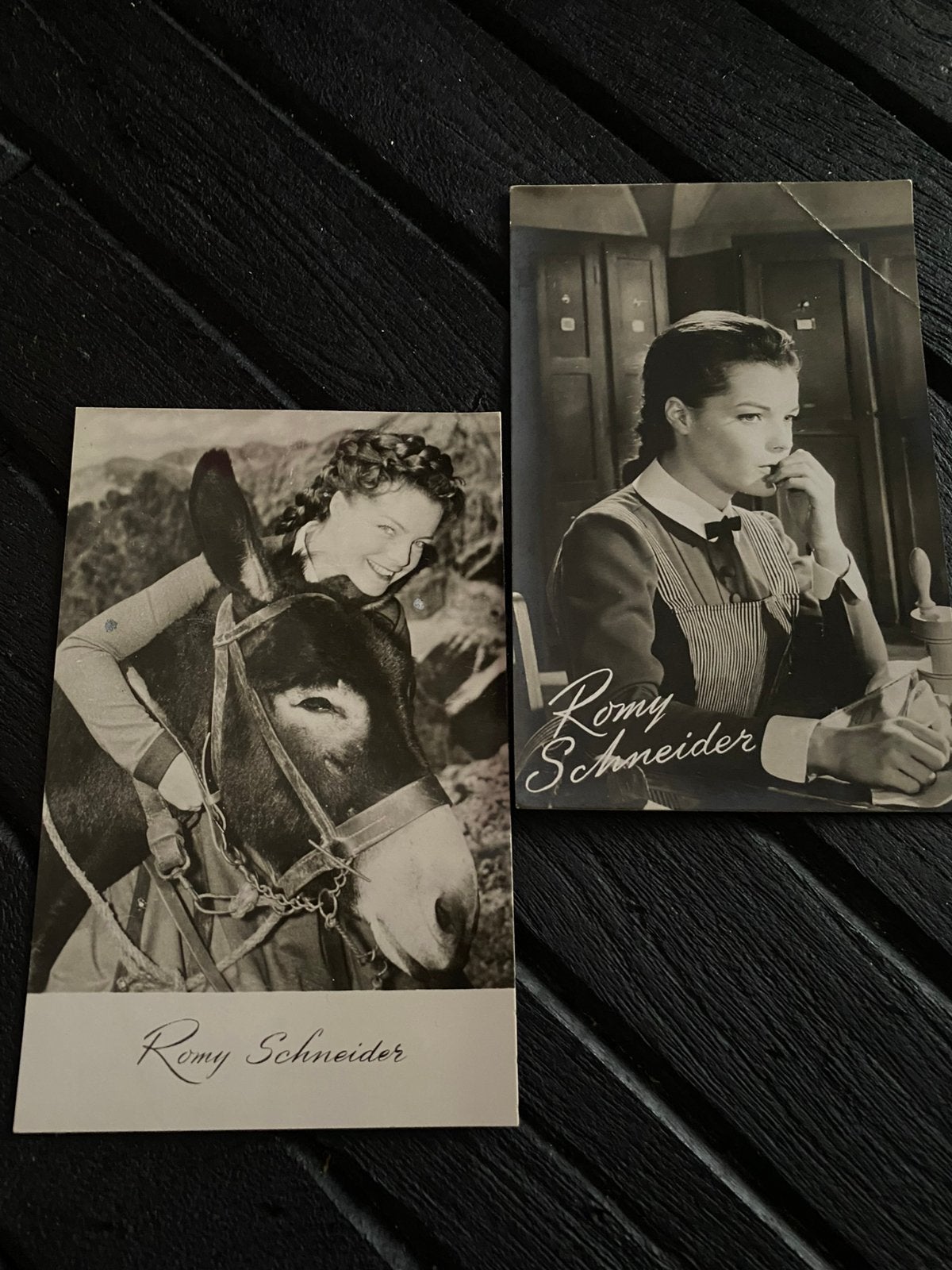 Filmster romy schneider 2x, Ophalen of Verzenden, Zo goed als nieuw, Foto of Kaart