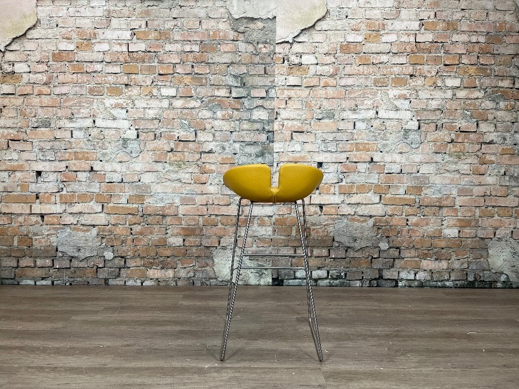 Moroso Fjord Barkruk – Geel | Patricia Urquiola, Ophalen, 60 tot 90 cm, Zo goed als nieuw, Leer