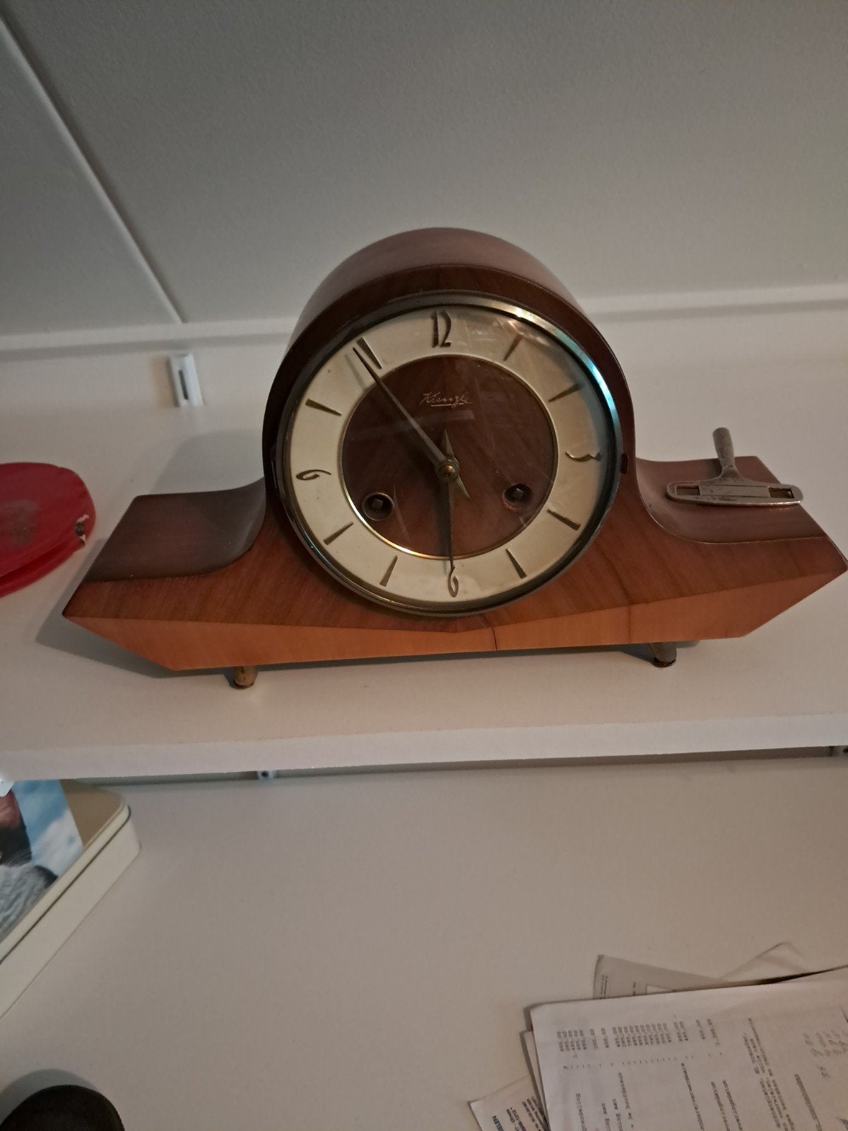 Vintage Kienzle schoorsteenklok - Houten mantelklok, Antiek en Kunst, Ophalen of Verzenden
