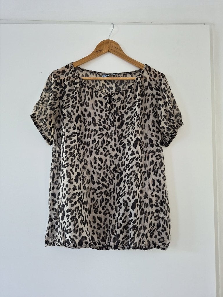 Blouse John Cabot maat L dames - leopard, Bruin, Maat 42/44 (L), Ophalen of Verzenden, Zo goed als nieuw