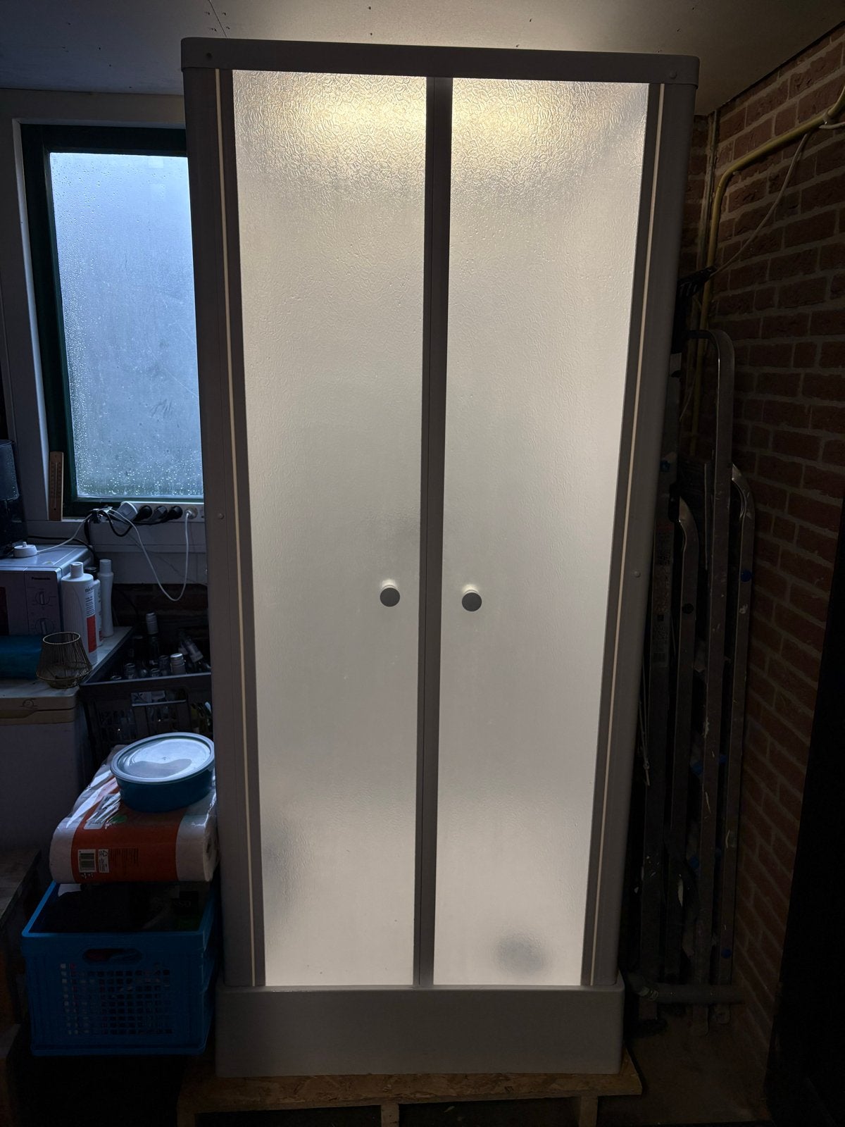 Complete douchecabine met mengkraan en douchekop, Ophalen, Gebruikt, Chroom, Douche