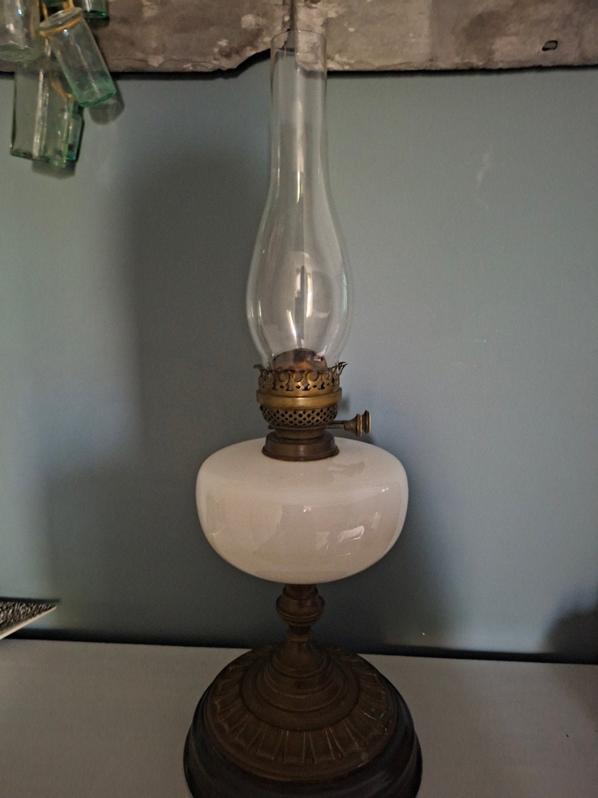 Antieke olielamp, Antiek en Kunst, Ophalen of Verzenden