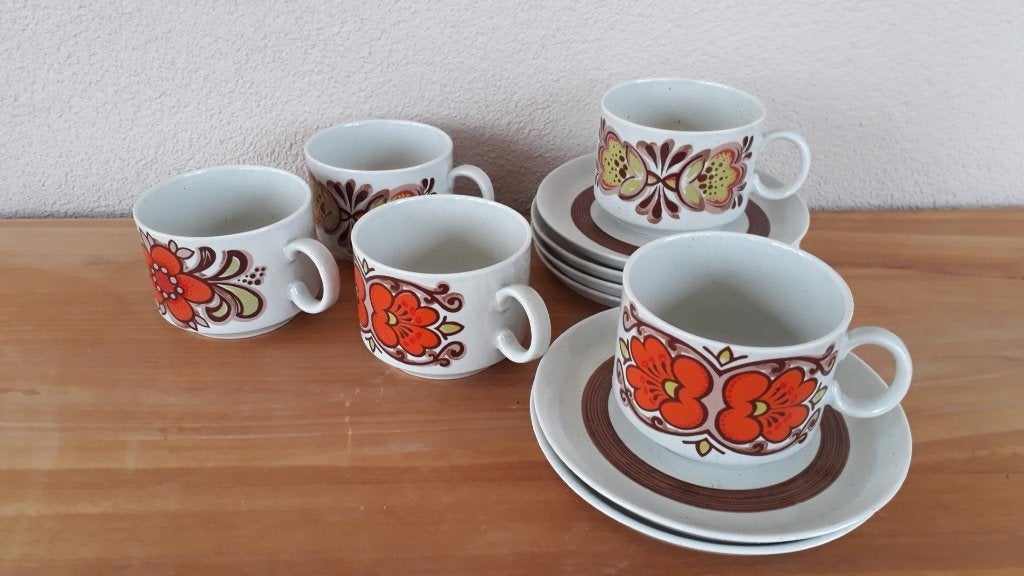 Retro vintage oude kopjes  rood/bruin Heinrich Winterling, Ophalen of Verzenden