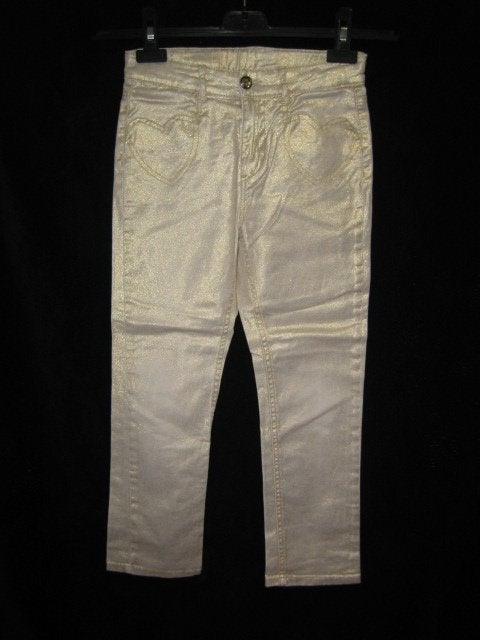 Prachtige gouden glitter coated broek van H&M maat 128., Kinderen en Baby's, Kinderkleding | Maat 128, Broek, H&M, Zo goed als nieuw