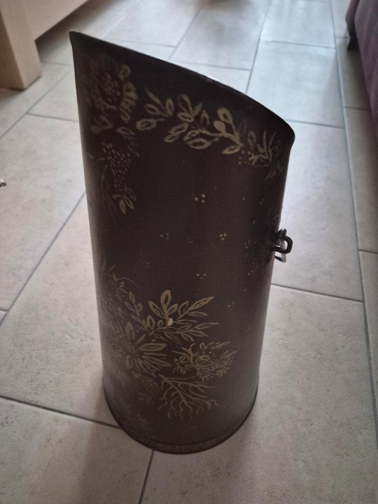 antieke kolenkit bruin met goudkleurige print - OPHALEN, Ophalen