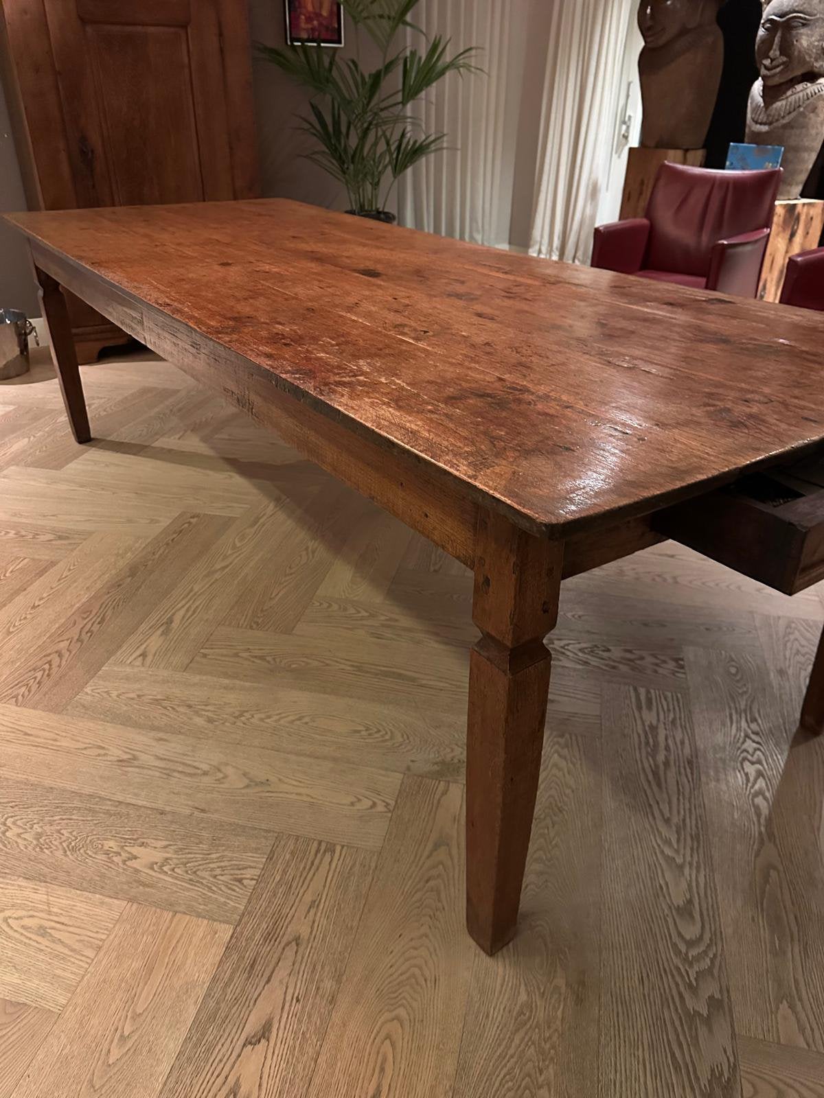 Massief houten tafel, Ophalen, Antieke stijl, 200 cm of meer, 50 tot 100 cm