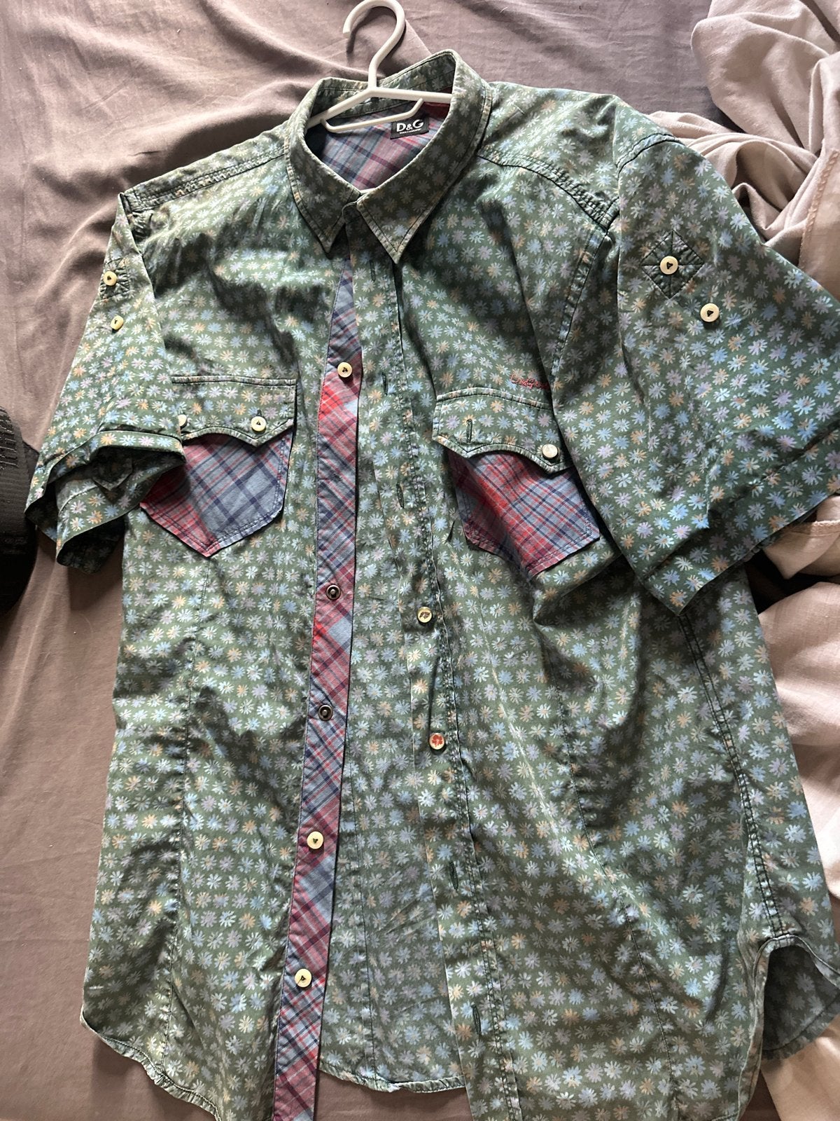 D&G Dolce & Gabbana Groen Bloemen overhemd, Kleding | Heren, Ophalen of Verzenden, Zo goed als nieuw, Groen, Halswijdte 39/40 (M)