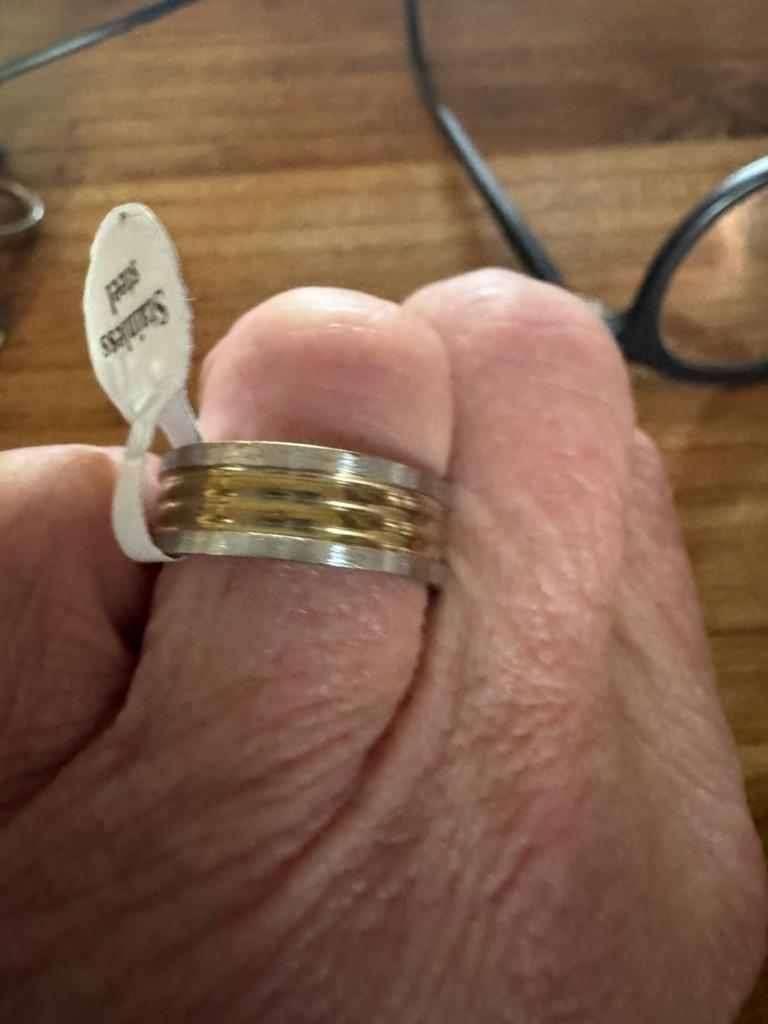 Stijlvolle bicolor ring van roestvrij staal, IJzer of Staal, 19 tot 20, Nieuw, Ophalen of Verzenden