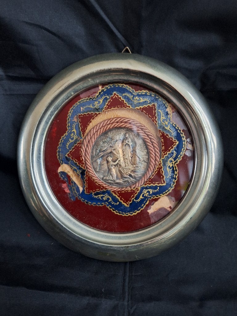 Vintage Lijst Plaquette van onze Lieve Vrouw Lourdes, Ophalen