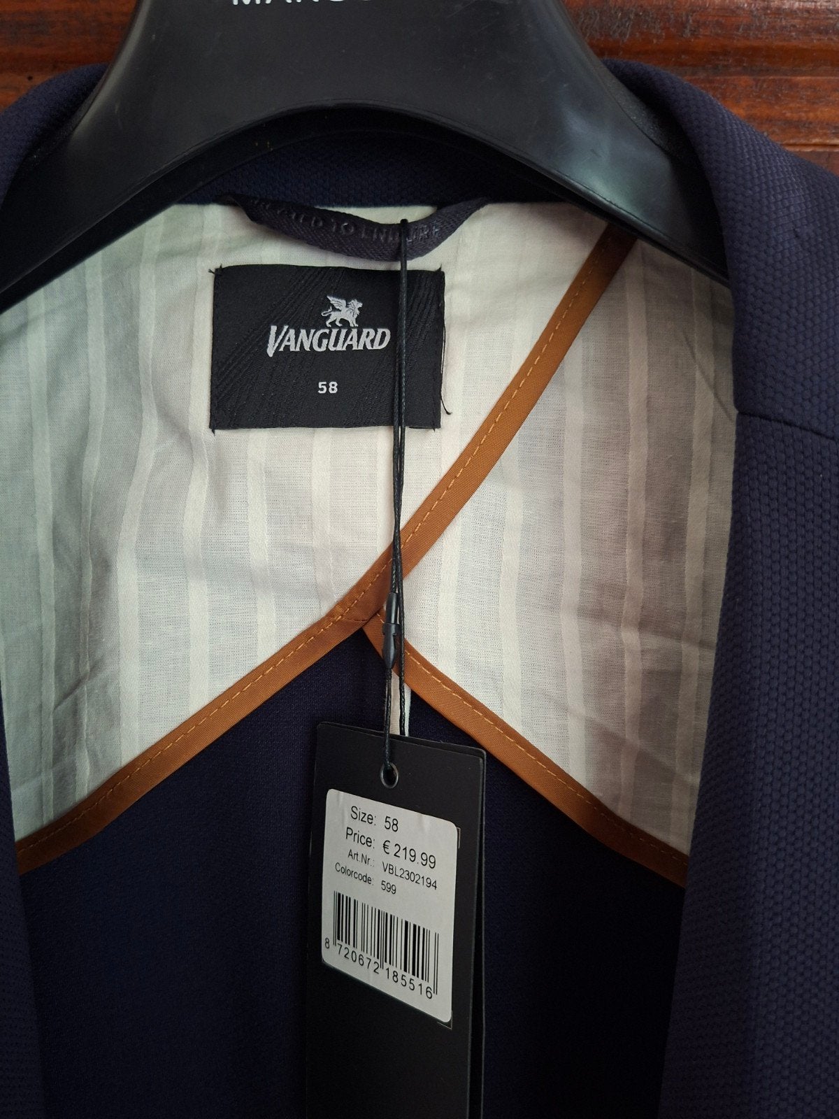 Herenblazer/colbert blauw maat 58 Vanguard met kaartje, Ophalen of Verzenden, Nieuw, Vanguard