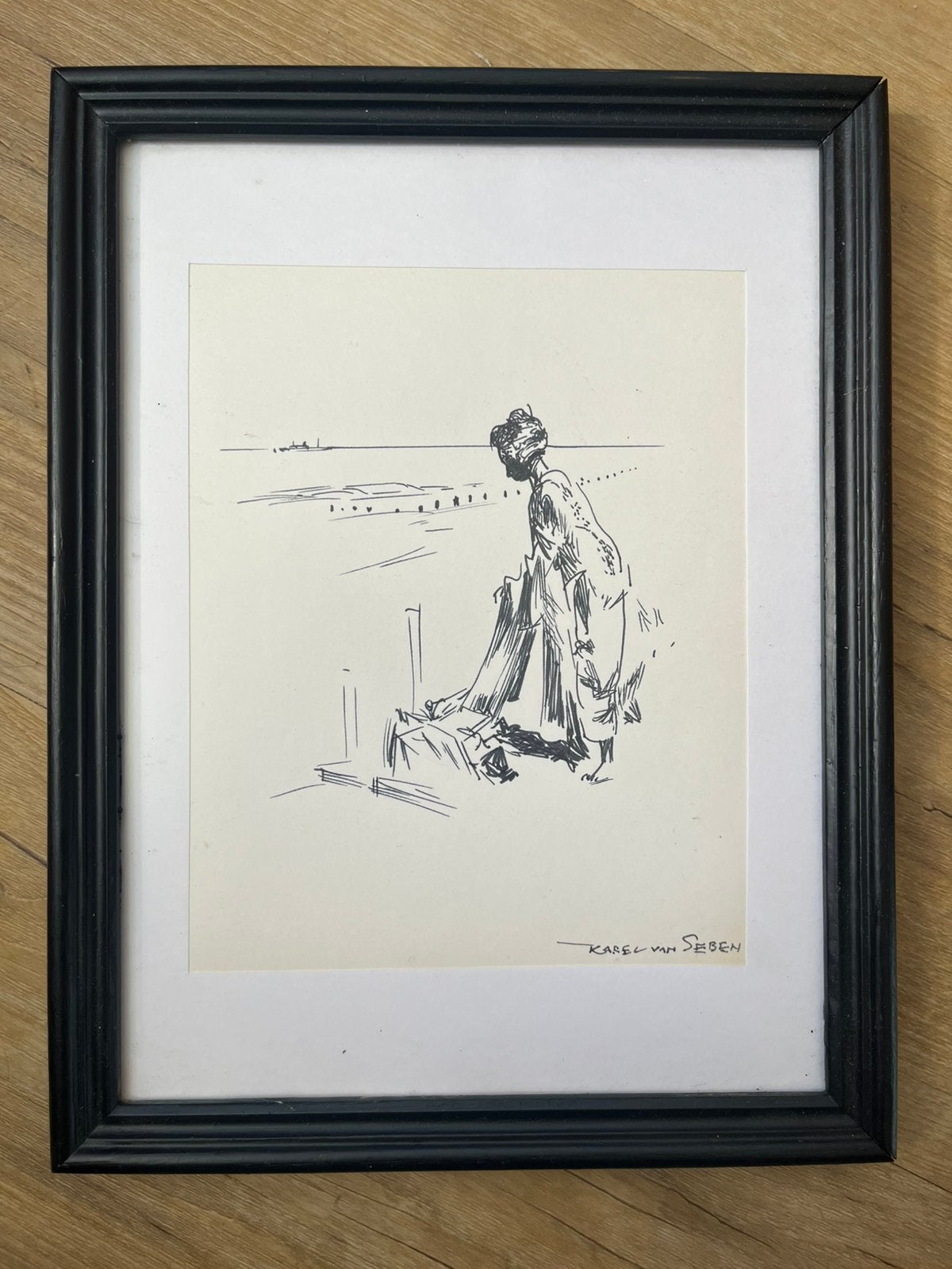 Karel van Seben - 3 pentekeningen, Antiek en Kunst, Kunst | Tekeningen en Foto's, Ophalen of Verzenden, Tekening, Pentekening
