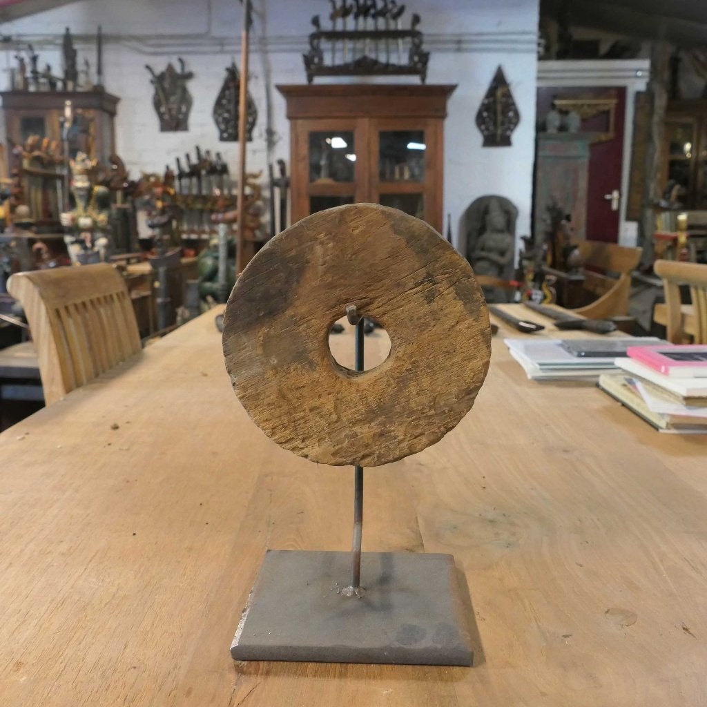Oud hout wiel Decoratie geleefd teak landelijk HW1 kunst