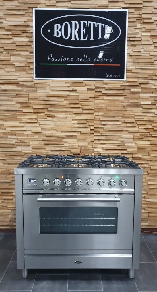 Boretti Fornuis 90cm rvs + rvs 1 300 oven 6 pits, Niet ingevuld, 60 cm of meer, Niet ingevuld, Ophalen of Verzenden