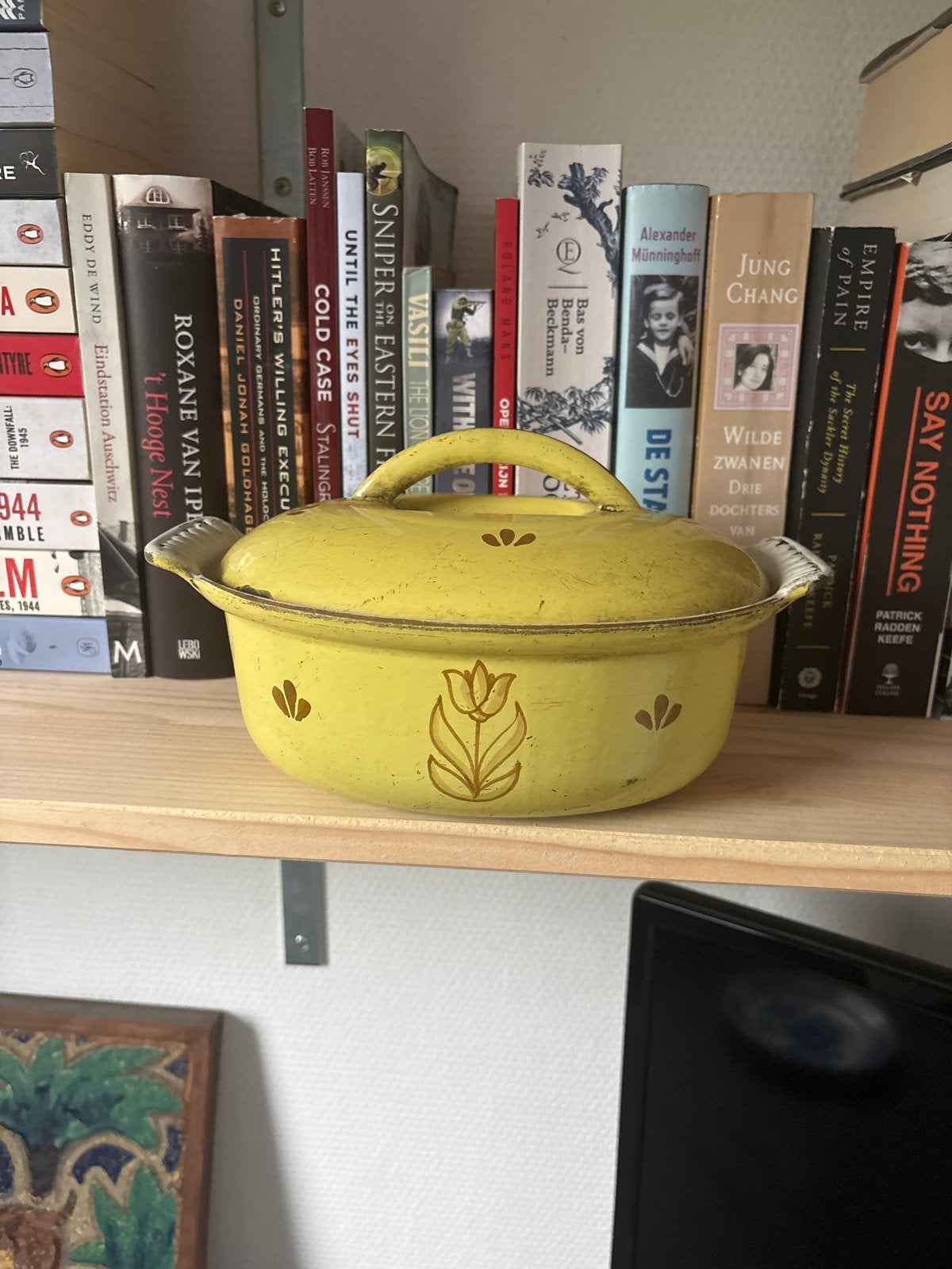 Vintage Gele braadpan met Deksel - Made in Holland, Ophalen of Verzenden