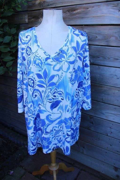 Tuniek creme/ blauw Colletta mt 2 (XXL) Vaste prijs, Colletta, Blauw, Maat 46/48 (XL) of groter, Ophalen of Verzenden